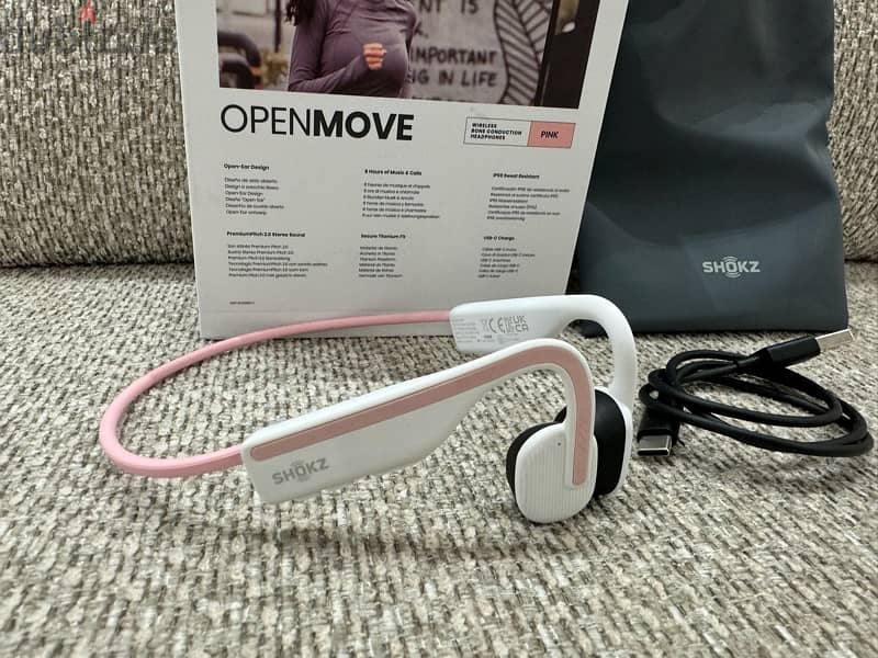 SHOKZ OpenMove Pink Wireless Open-Ear Headphones! 1