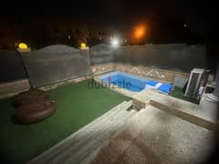 300 sqm townhouse villa for rent in an upscale compound, upscale furnished and fully air-conditioned, front and back garden, and a new swimming pool.