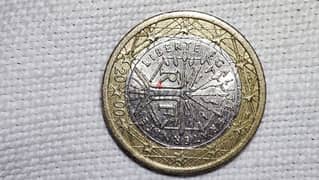 1 Euro rare ( off center error) 2000