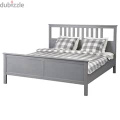 ikea grey wooden bed