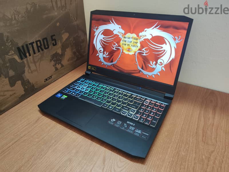 Acer nitro 5 RTX 3060 6gb intel i7 11800H rgb gaming laptop 11  جيل 3