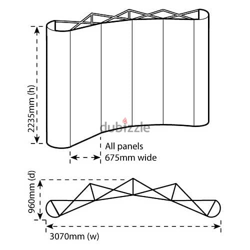 Curve pop up stand لائحه اعلانات graphic stand 2