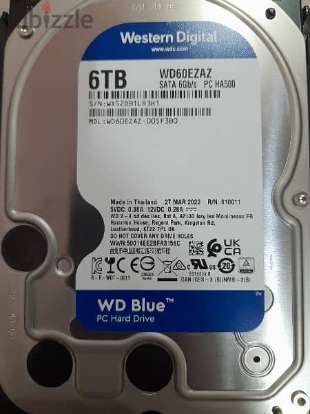 hdd western digital Blue 6tb New. هارديسك ٦ تيرا 0