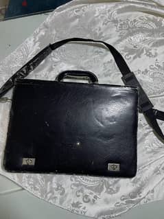 men’s black leather business briefcase