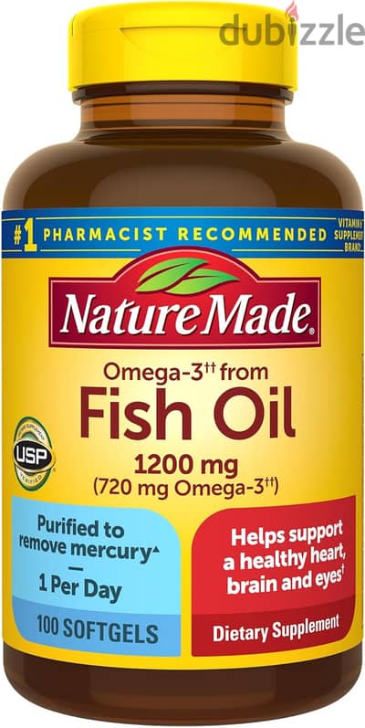 New USA Nature Made Omega 3 Fish Oil 1200 mg