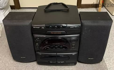 VINTAGE SHARP DISC CD DUAL CASSETTE AM/FM SYSTEM SPEAKERS تسجيل شارب