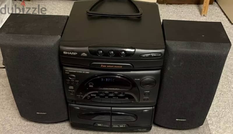 VINTAGE SHARP DISC CD DUAL CASSETTE AM/FM SYSTEM SPEAKERS تسجيل شارب 1