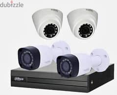 كاميرات مراقبة دقة عالية عدد ٤ كاميرا مع جهاز دف أر مع الهارد والماوس
