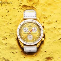 Omega × Swatch chronograph watch Sun edition