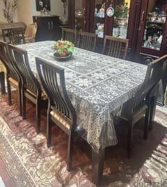 Dining table with 8 chairs ترابيزة سفرة خشب طبيعي