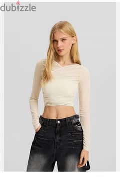 bershka mesh crop top size Large