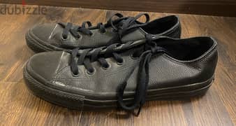 Black Leather Converse Shoes Unisex