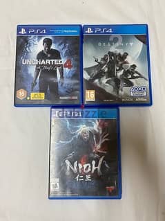 play station 4 games uncharted 4 & nioh & destiny 2