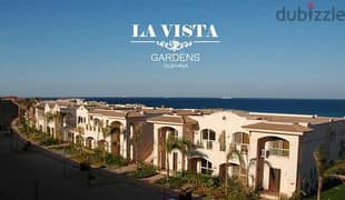 Just pay 20% and receive now a super luxury finished chalet, first row on the sea, in La Vista Gardens, Ain Sokhna, next to Porto Ain Sokhna.