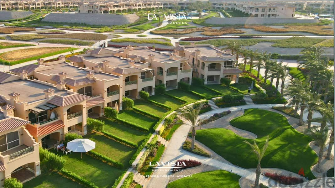 شاليه ارضي بجاردن غرفتين للبيع في قرية لافيستا جاردنز العين السخنه فيو رائع Garden chalet for sale in La Vista Gardens Ain Sokhna Village 16