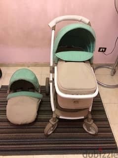 stroller and car seat  سترولر وكار سيت و سرير هزاز ٣*١