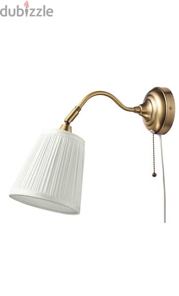 2 IKEA ARSTID Wall lamps: Brass + white chapeau 0