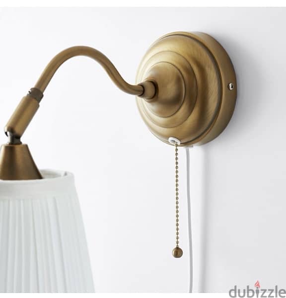 2 IKEA ARSTID Wall lamps: Brass + white chapeau 2