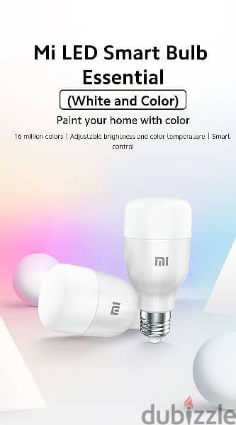 لعشاق الالوان والتكنولجيا الذكيه أخر قطعه متوفره من mi smart bulb 9