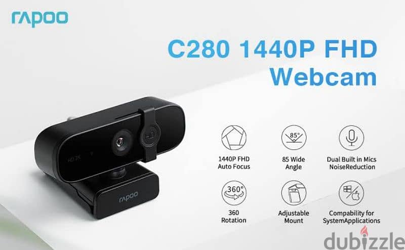 Rapoo C280 - Webcam with Mic - 2K Resolution - Wide Angle View 1