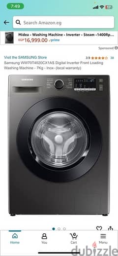 Samsung WW70T4020CX1AS Digital Inverter Front Loading Washing Machine