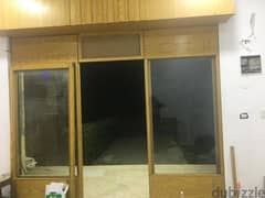 باب خشب زجاجي + علبة الباب الصاج الداخلية + اليافطة الخارجية