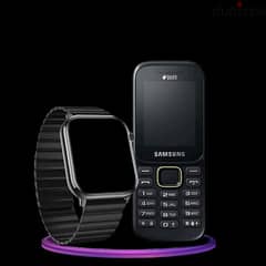 • Samsung B315 Dual Sim +موبايل+ساعة مستطيلة تاتش اسود