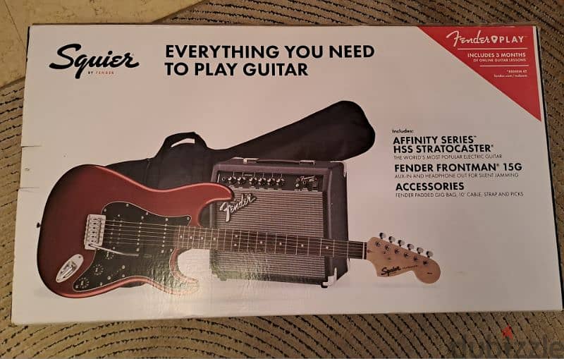 Squier Affinity Series HSS Stratocaster Electric Guitar, Red 0