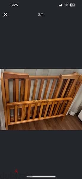 baby crib foldable wooden with mattress 1