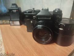 "ZENIT" Camera with Telephoto lens & 2 flash light