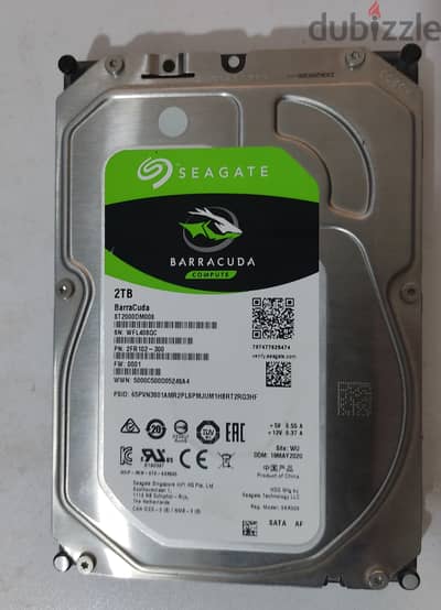 2TB Seagate BarraCuda 7200 RPM  3.5"