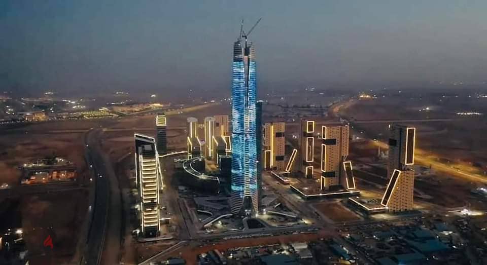 Without down payment, a fully finished office in the first skyscraper area in Egypt, in front of the iconic tower, the Green River, and Bin Zayed Axis 0