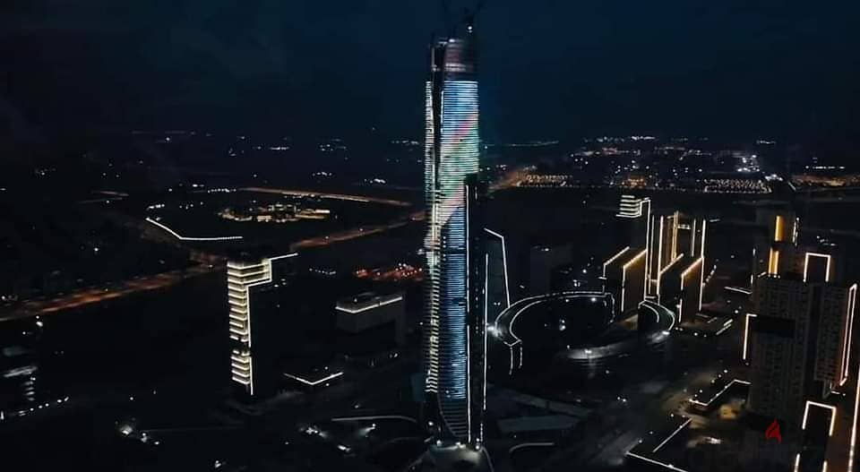 Without down payment, a fully finished office in the first skyscraper area in Egypt, in front of the iconic tower, the Green River, and Bin Zayed Axis 6