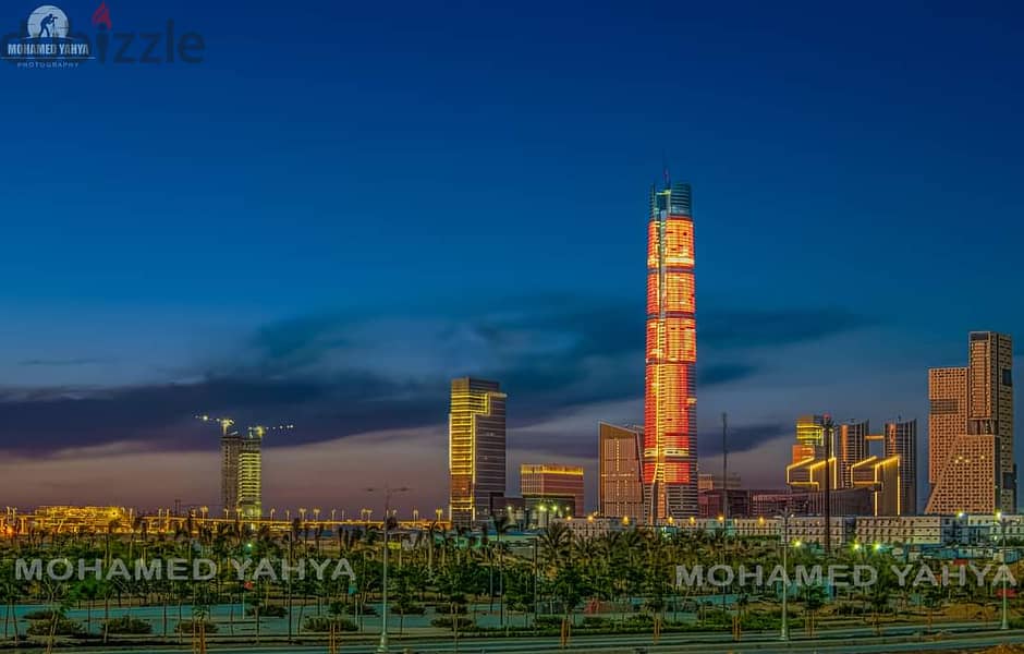 Without down payment, a fully finished office in the first skyscraper area in Egypt, in front of the iconic tower, the Green River, and Bin Zayed Axis 13