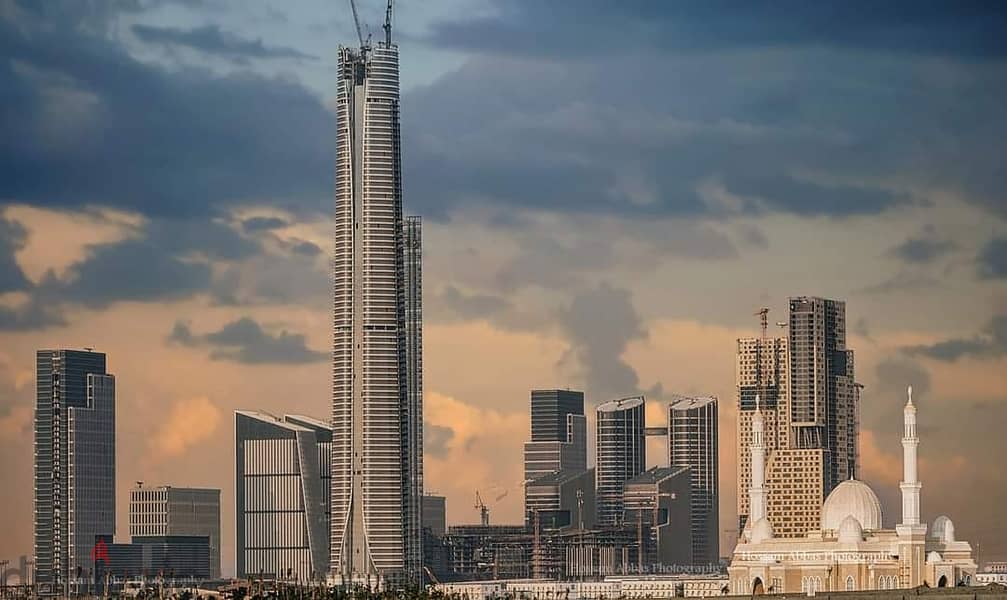 Without down payment, a fully finished office in the first skyscraper area in Egypt, in front of the iconic tower, the Green River, and Bin Zayed Axis 16