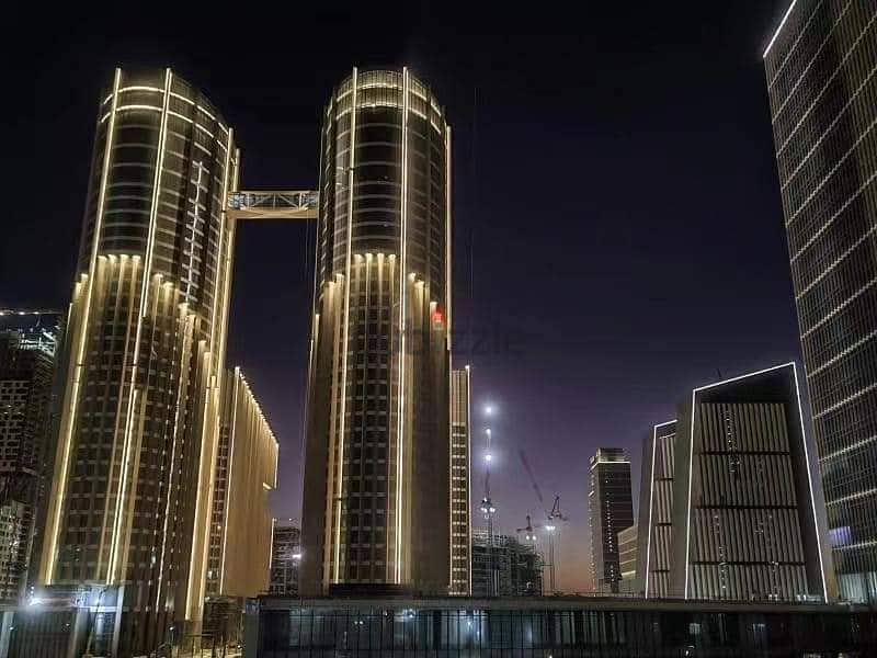 Without down payment, a fully finished office in the first skyscraper area in Egypt, in front of the iconic tower, the Green River, and Bin Zayed Axis 20