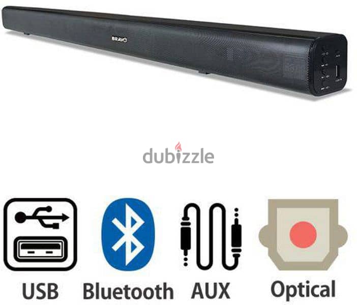 Bravo Wireless/Wired TV Sound Bar - Black 2