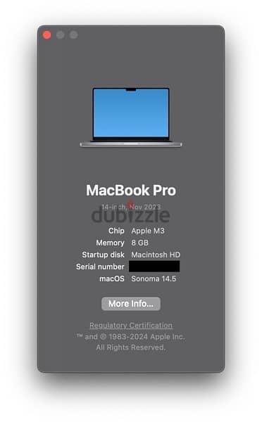 MacBook Pro M3 512GB استخدام قليل جدااا 1