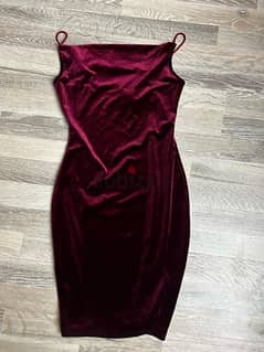 Velvet burgundy red mini dress