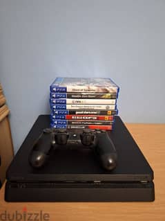 PS4 Slim 500GB , Original Controller , 8 Games 0