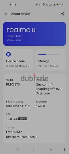 Realme GT neo 2  12/256