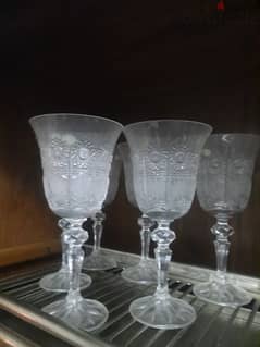 Handmade bohemian glass cups never used. كاسات بوهيمي لم تستخدم قط