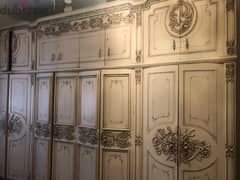 Large 4 door Zan wood wardrobe (70s) دولاب خشب زان 4 أبواب 0