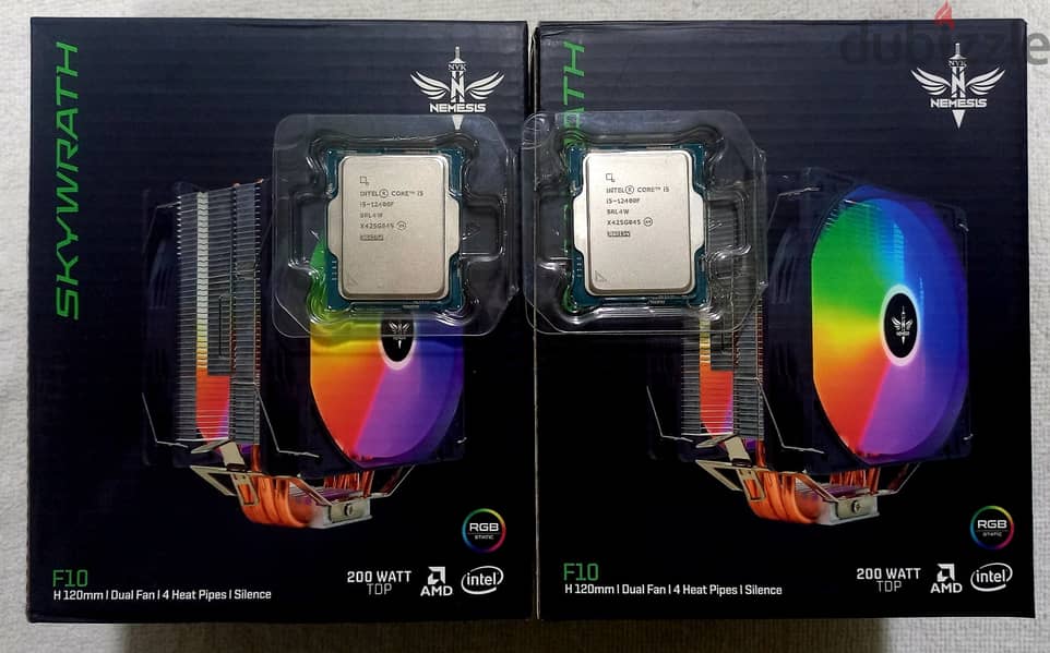 بروسيسور i5 12400f جيل 12 معاه كولر RGB جاي ب 4 أنابيب متاح كميات 4