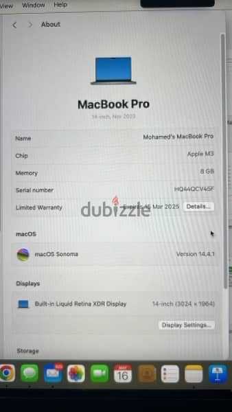 Macbook pro 14 m3 hard 512 2