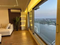 100% Nile view for 2Beds aparmtent ready to move in el maadi / شقة بتراس مفتوح على النيل دايركت في تاور للشقق الفندقية وايجار بالدولار