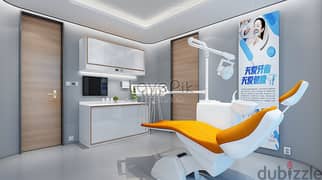 A dental clinic built with immediate receipt in a prime location, the first number in Al Amal Square and Axis, at a discount, Pam's Location in the ca 0