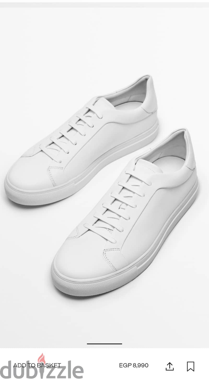 Massimo dutti leather white sneakers 3