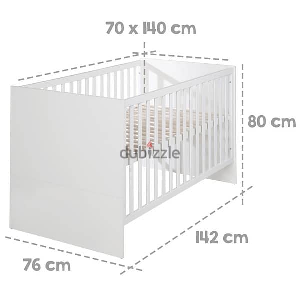 سرير أطفال ابيض - white baby bed 3