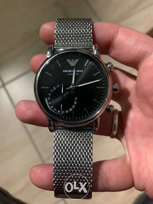 Emporio armani man leather hybrid online smartwatch